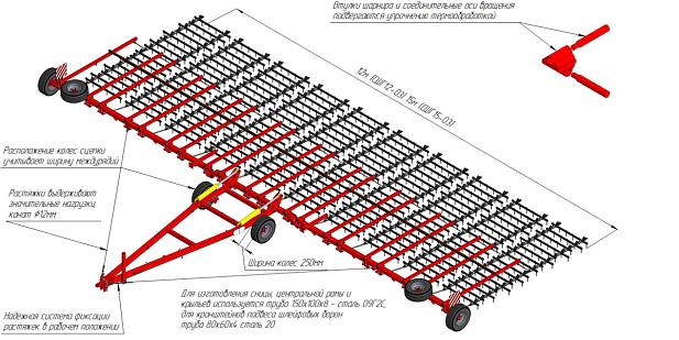 СШГ-12-03 Сцепка широкозахватная гидрофицированная шлейфовая